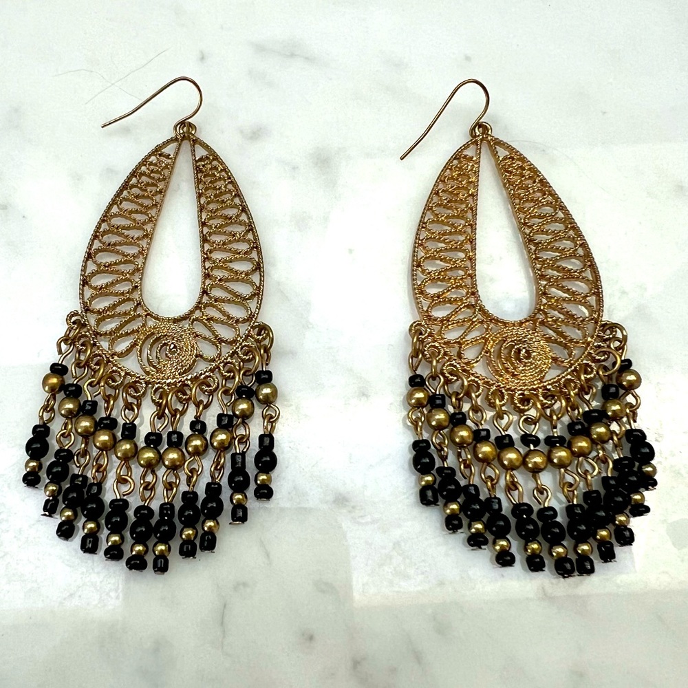Lovely gold and black dangle earrings